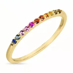 multifärgat safir ring i 9 karat guld