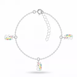 enhörning multifärgat barnarmband i silver med hängen i silver