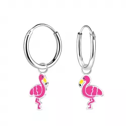 långa flamingo barnörhängen i silver