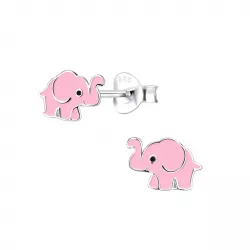 elefant emalj barnörhängen i silver