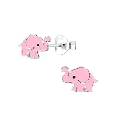 elefant emalj barnörhängen i silver - Little Ones
