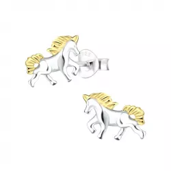 hästar barnörhängen i silver med förgyllt silver