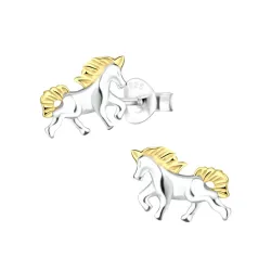 hästar barnörhängen i silver med förgyllt silver - Little Ones