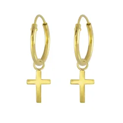 12 mm kors creol i förgyllt silver