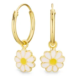 12 mm blommor vita barnörhängen i förgyllt silver - Little Ones