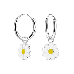 12 mm blommor vita barnörhängen i silver - Little Ones