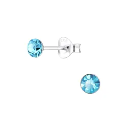 4 mm runda kristal örhängestift i silver - Little Ones