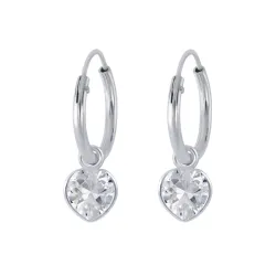 12 mm hjärta zirkon creol i silver - Little Ones