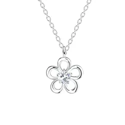 blommor halskedja med berlocker i silver - Little Ones