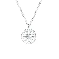 blommor halskedja med berlocker i silver