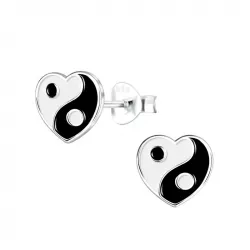 hjärta yin och yang barnörhängen i silver