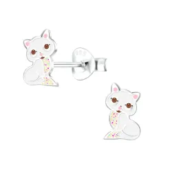 katter barnörhängen i silver - Little Ones