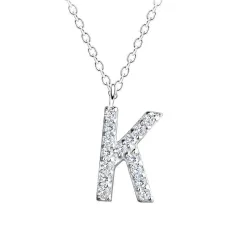 bokstav k zirkon halsband i silver