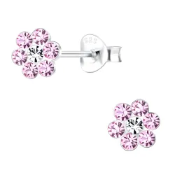 blommor rosa barnörhängen i silver - Little Ones