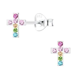 kors barnörhängen i silver - Little Ones