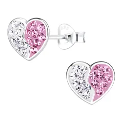 hjärta rosa barnörhängen i silver - Little Ones