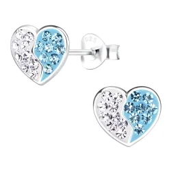 hjärta blå barnörhängen i silver - Little Ones