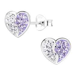 hjärta lila barnörhängen i silver - Little Ones