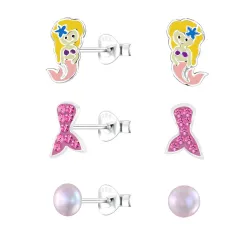 sjöjungfru barnörhängen i silver - Little Ones