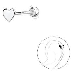 hjärtan helix piercing i silver
