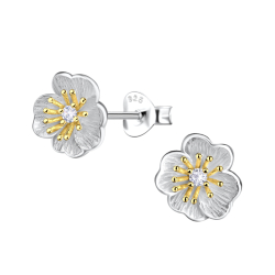 blommor örhängen i silver med förgyllt silver