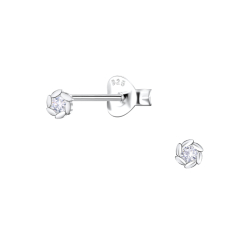 3 mm zirkon solitäreörhängestift i silver