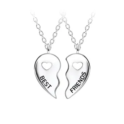 Best friends hjärta set med 2 halsband i silver - Little Ones