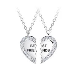 Best friends hjärta set med 2 halsband i silver - Little Ones