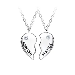 Best friends hjärta set med 2 halsband i silver - Little Ones
