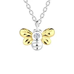 bi halsband i silver med hängen i silver och förgyllt silver - Little Ones