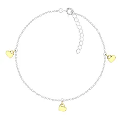 hjärta fotlänk  i silver med hängen i förgyllt silver - Little Ones