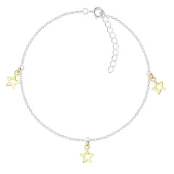 stjärna fotlänk  i silver med hängen i förgyllt silver - Little Ones