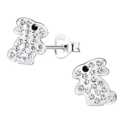 kanin kristal örhängen i silver - Little Ones