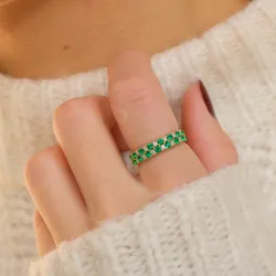 syntetisk smaragd guldring i 9 karat guld