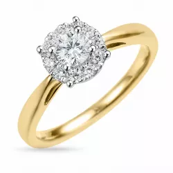 äkta  diamant ring i 14  karat guld- och vitguld 0,31 ct 0,22 ct