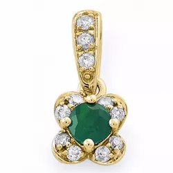 smaragd diamantberlocker i 14  carat guld 0,11 ct 0,20 ct
