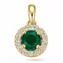 smaragd diamantberlocker i 14  carat guld 0,35 ct 0,12 ct