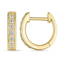 diamant creol i 14 karat guld med diamant