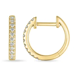 12,5 mm diamant creol i 14 karat guld med diamant 