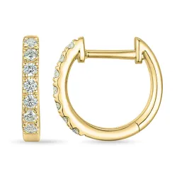 diamant creol i 14 karat guld med diamant