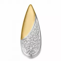 Droppformad diamant hängen i 14  carat guld- och vitguld 0,254 ct