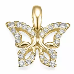 fjärilar diamant hängen i 14  carat guld 0,134 ct
