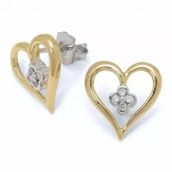 Hjärta briljiantöronringar i 14 karat guld och vitguld med diamanter 