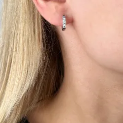 12,5 mm diamant creol i 14 karat vitguld med diamant 