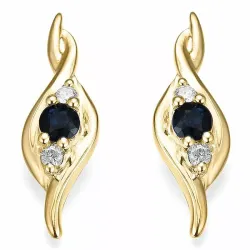 safir diamantörhängen i 14 karat guld med diamant och safir 