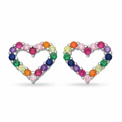 hjärta multifärgade zirkon örhängen i silver