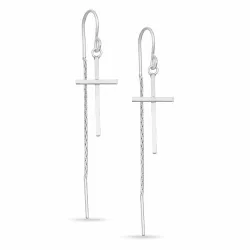 långa kors kedja örhängen i silver