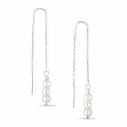 långa pärla kedja örhängen i silver