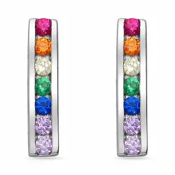 multifärgade zirkon örhängen i silver