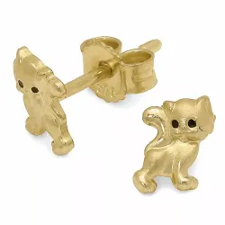 katter örhängestift i 9 karat guld med emalj - Little Ones